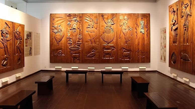 Afro-Brazilian wood reliefs in a Salvador gallery