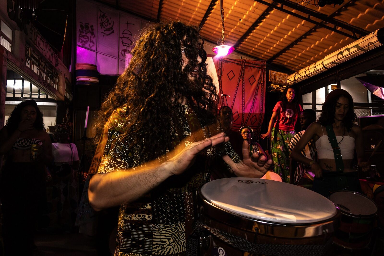 Opanijé percussion on stage in Salvador — live performance
