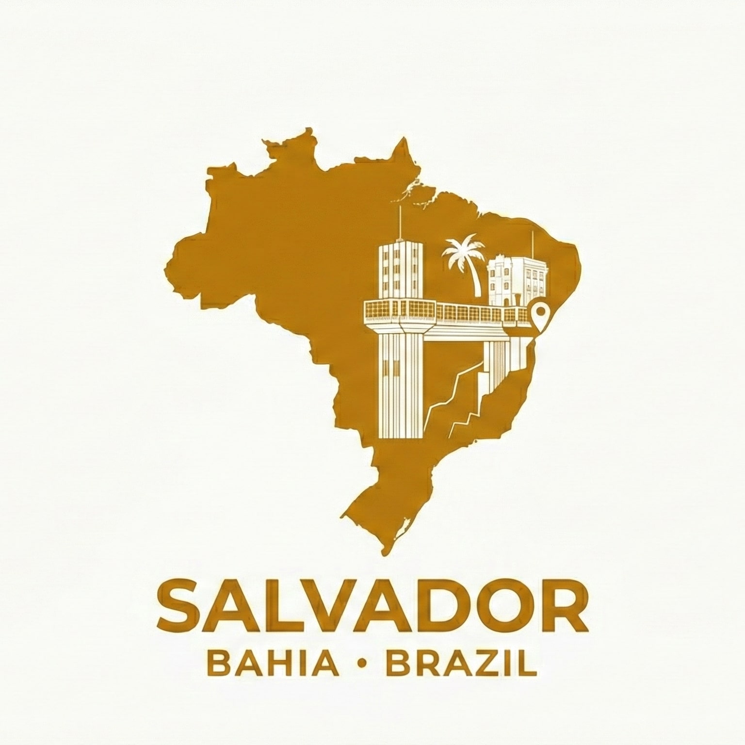 Map showing Salvador, Bahia in relation to Brazil